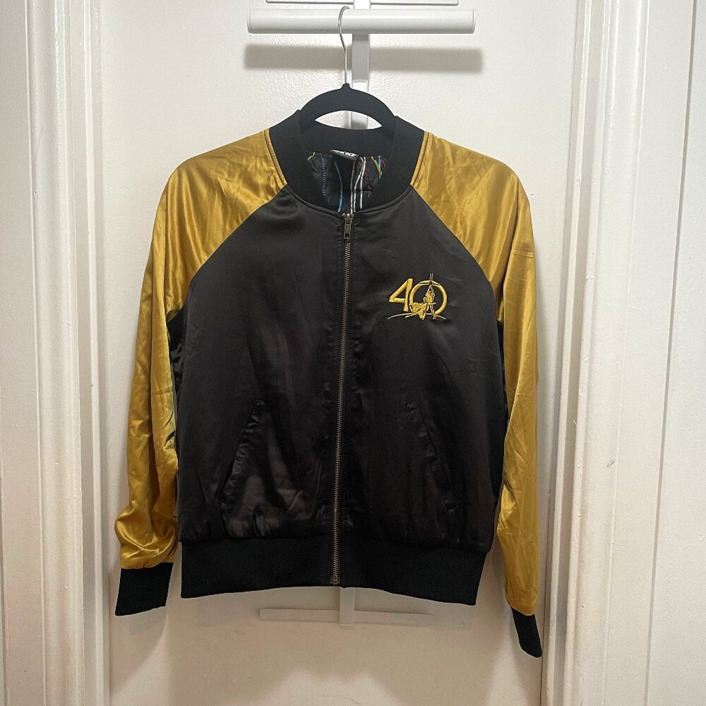 satin marigold Star Wars embroidered droid bomber jacket women's size XS